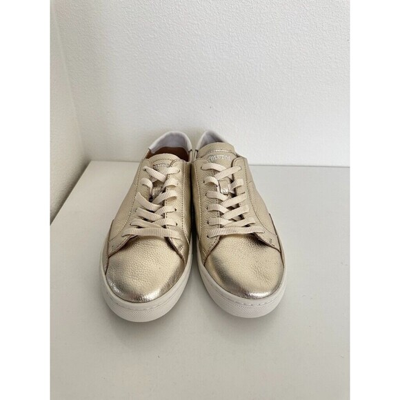 Soludos The Original Ibiza Sneaker Leather Gold Low Top Lace Up School Size 11 - Picture 4 of 10